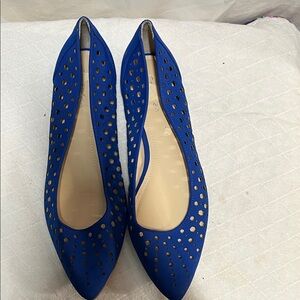Calvin Klein Royal Blue Laser-Cut Pointed Flats
